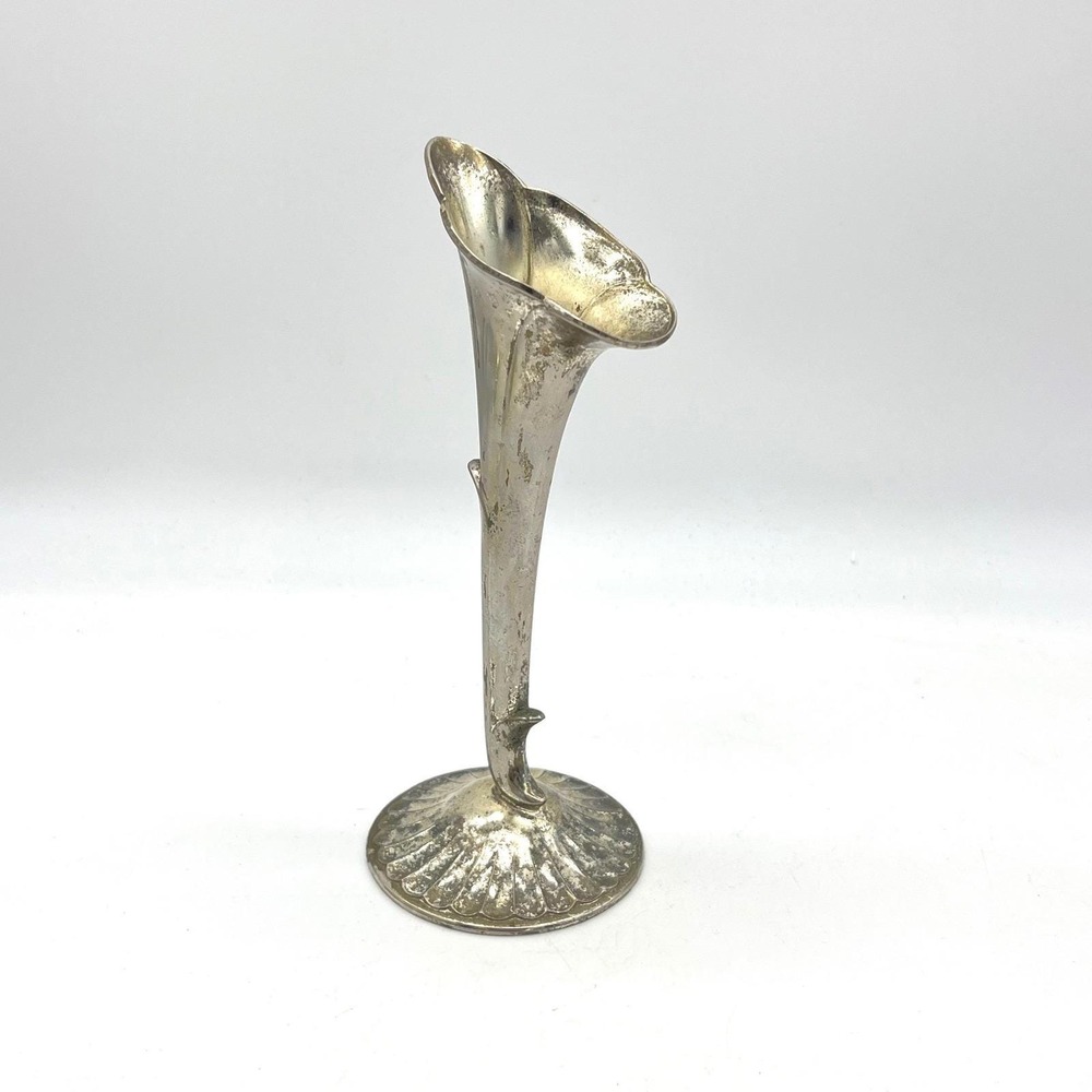 Vintage Raimond Silver Plate Calla Lily Bud Vase 7 Inch Japan Fluted Base